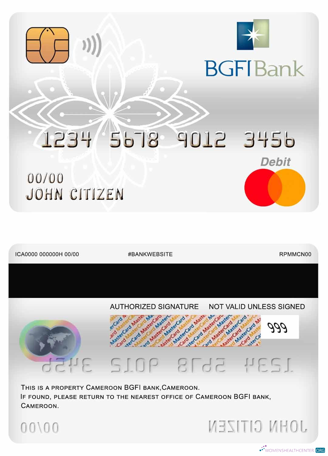 Download Cameroon BGFI bank master debit card Photoshop template